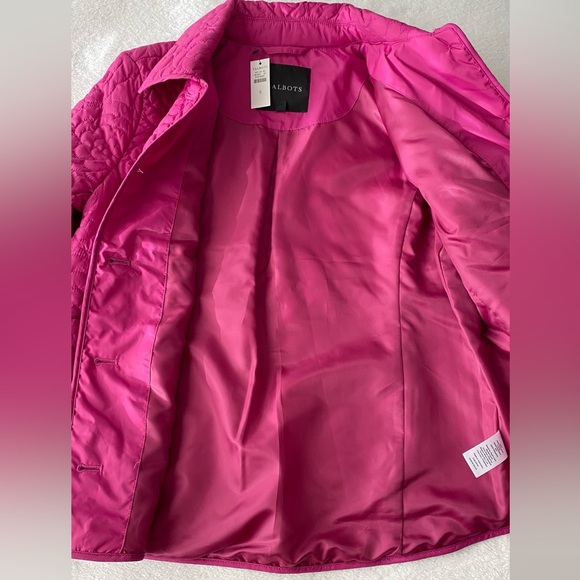 Talbots Quilted Rosette Magenta Puffer Barn Jacket size Small new with Tags - Picture 11 of 16